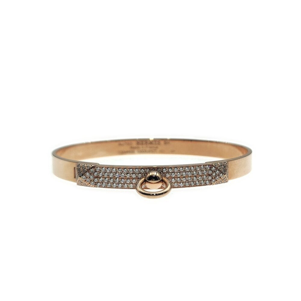 Hermès Collier de Chien Rose Gold Diamond Bracelet Size SH